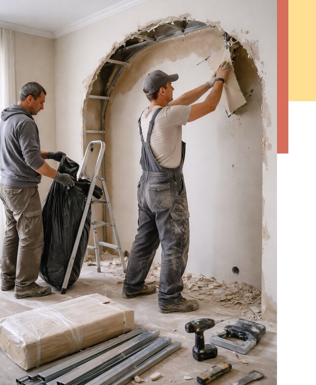 Демонтаж арки из гипсокартона в Дальнереченске от 3567 руб. — услуги под ключ | ОТДЕЛОЧНИК-Длн