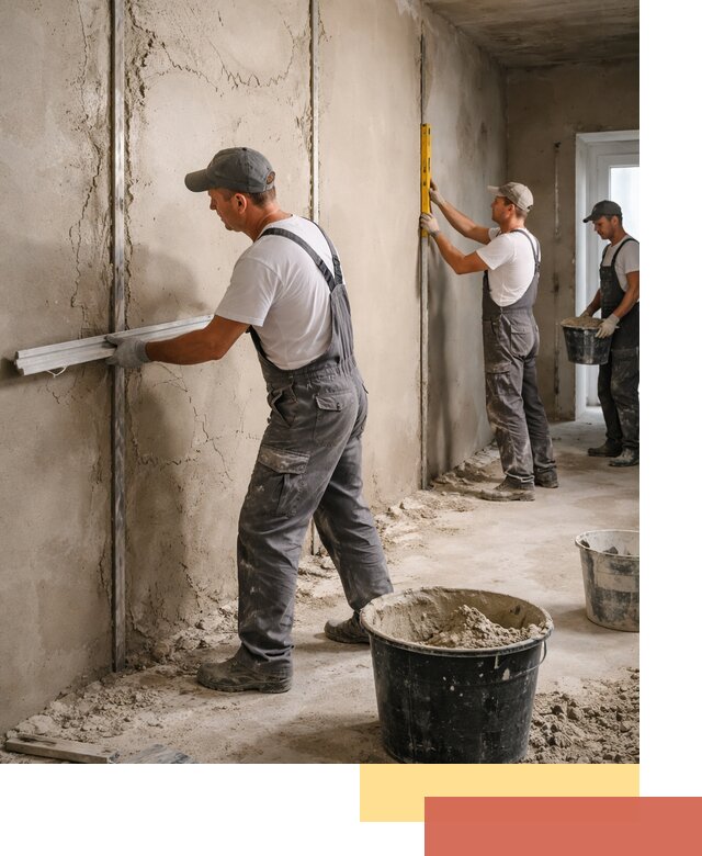 Штукатурка стен по маякам в Дальнереченске — точная и ровная поверхность