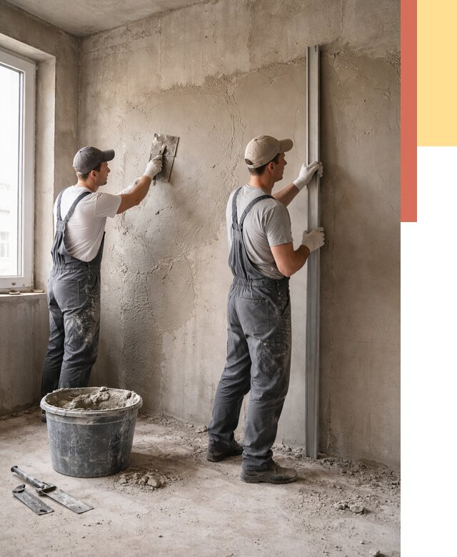 Штукатурка бетонных стен в Дальнереченске от 4586 руб/м² — качественно и быстро | ОТДЕЛОЧНИК-Длн