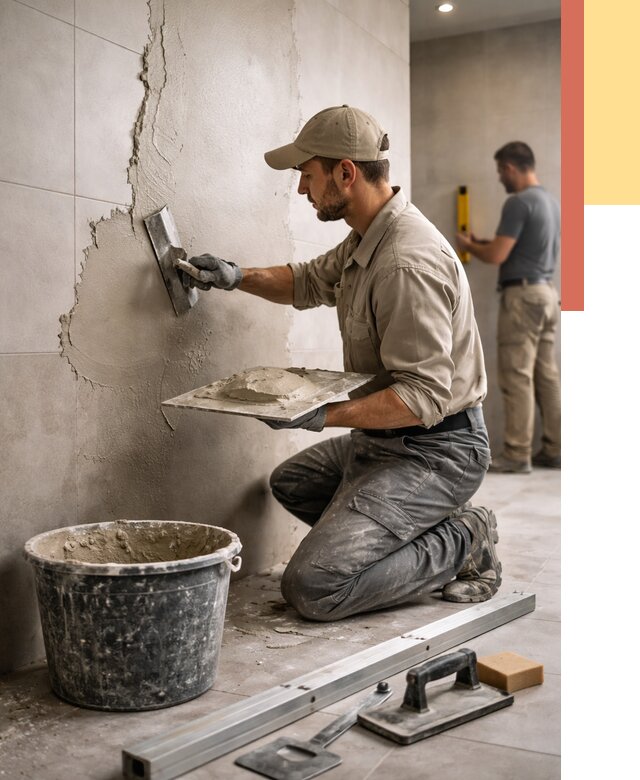 Штукатурка стен в ванной в Дальнереченске от 4586 руб./м² — выравнивание под ключ | ОТДЕЛОЧНИК-Длн