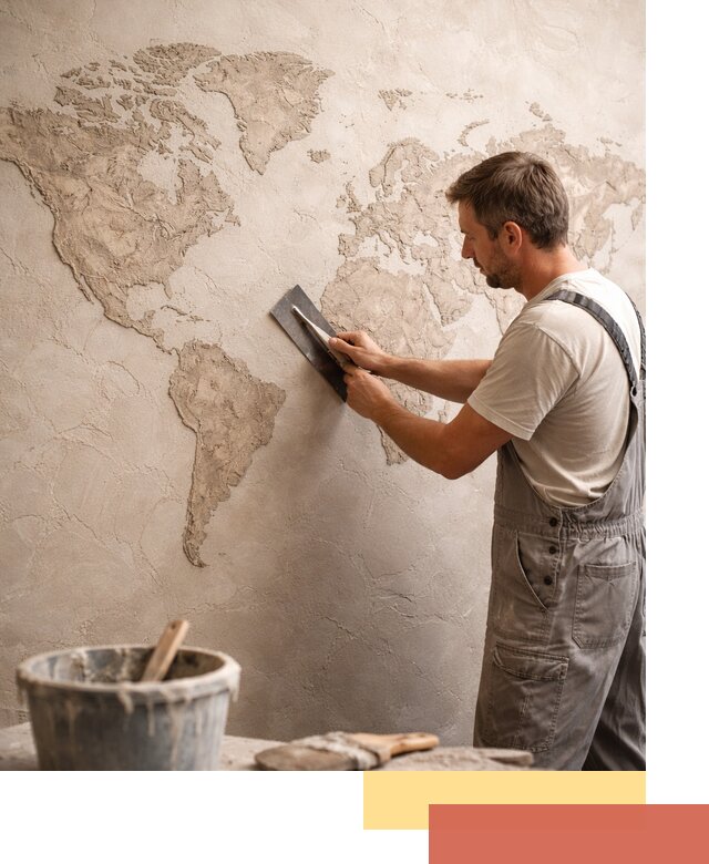 Декоративная штукатурка «Карта мира» под ключ в Дальнереченске