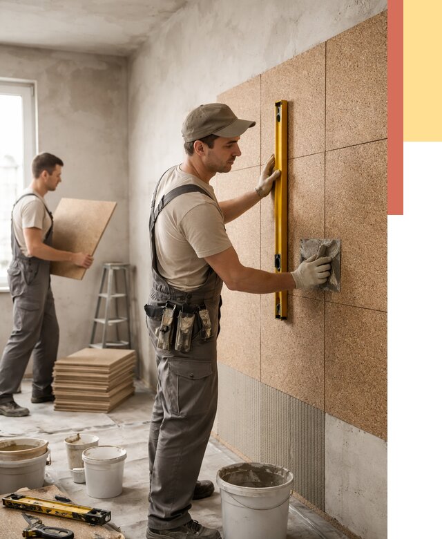 Монтаж пробковых панелей на стены в Дальнереченске от 3567 руб. — ОТДЕЛОЧНИК-Длн