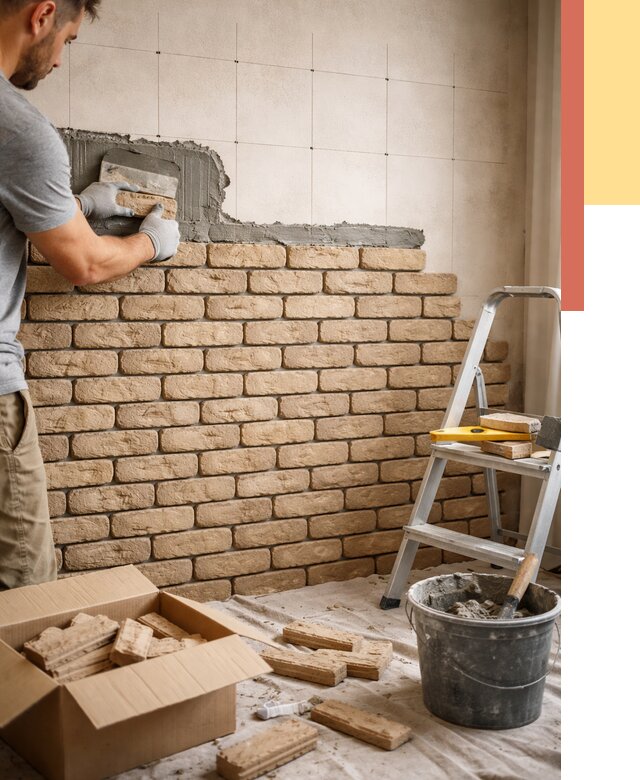 Монтаж декоративного кирпича в Дальнереченске от 3261 руб./м² — быстро и недорого | ОТДЕЛОЧНИК-Длн