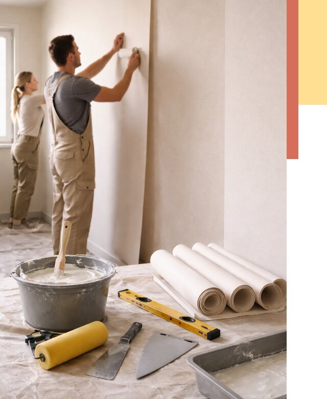 Поклейка бумажных обоев в Дальнереченске от 5605 руб./м2 — быстро и недорого | ОТДЕЛОЧНИК-Длн