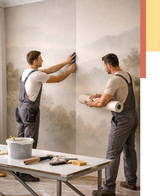 Поклейка фотообоев в Дальнереченске от 8662 руб/м² — быстро и недорого | ОТДЕЛОЧНИК-Длн