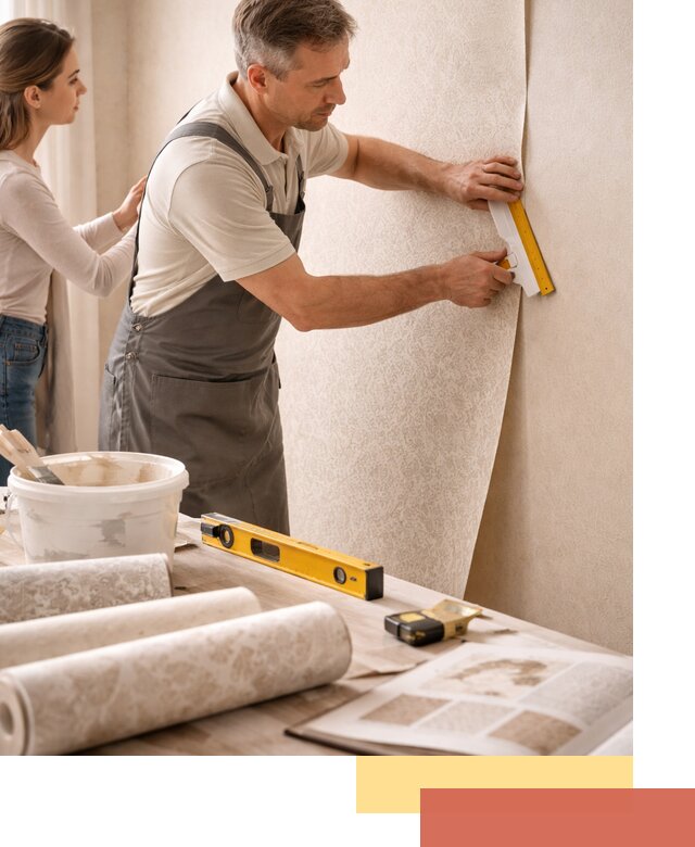 Поклейка обоев с подбором рисунка в Дальнереченске