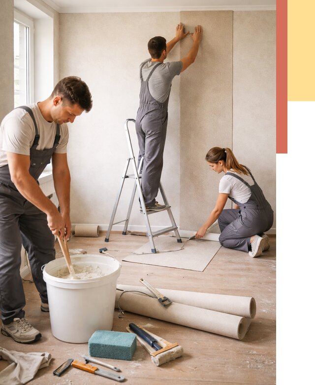 Оклейка стен обоями в Дальнереченске от 3567 руб/м2 — быстро и недорого | ОТДЕЛОЧНИК-Длн