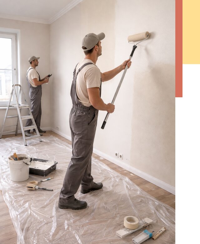 Покраска стен акриловой краской в Дальнереченске от 3567 руб./м² — быстро и недорого | ОТДЕЛОЧНИК-Длн