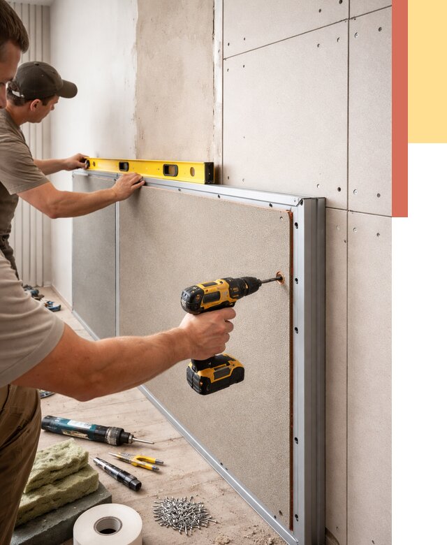 Шумоизоляция стен панелями ЗИПС в Дальнереченске от 2242 руб./м² под ключ | ОТДЕЛОЧНИК-Длн