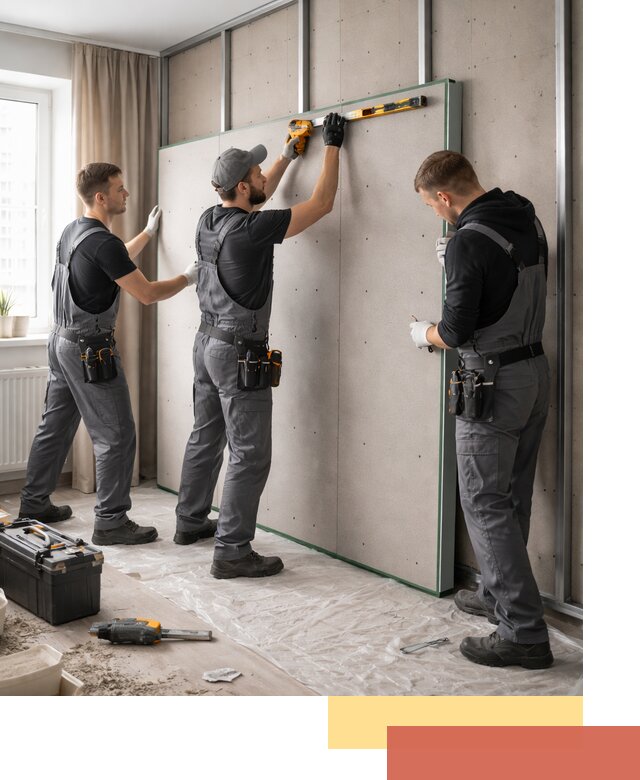 Шумоизоляция стен панелями ЗИПС в Дальнереченске для жилых и коммерческих помещений