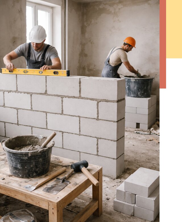 Кладка перегородок из газобетона в Дальнереченске от 3261 руб. под ключ | ОТДЕЛОЧНИК-Длн