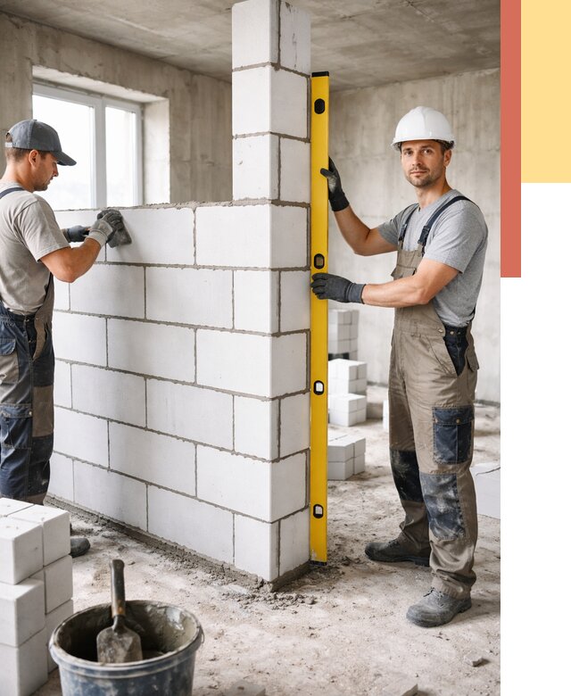 Кладка перегородок из пеноблока в Дальнереченске от 1834 руб. под ключ | ОТДЕЛОЧНИК-Длн