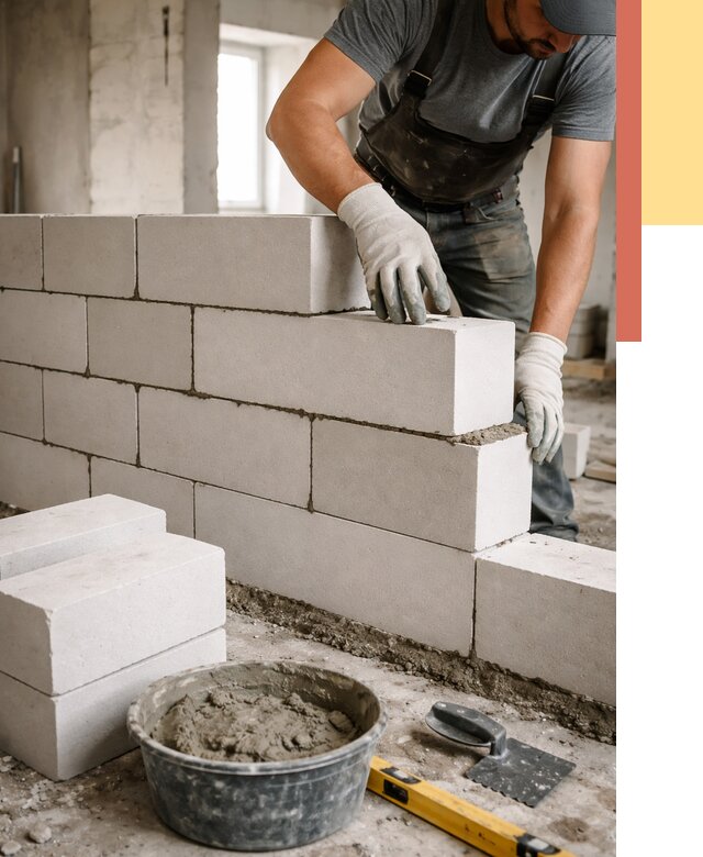 Кладка перегородок из силикатного блока в Дальнереченске от 4076 руб. под ключ | ОТДЕЛОЧНИК-Длн