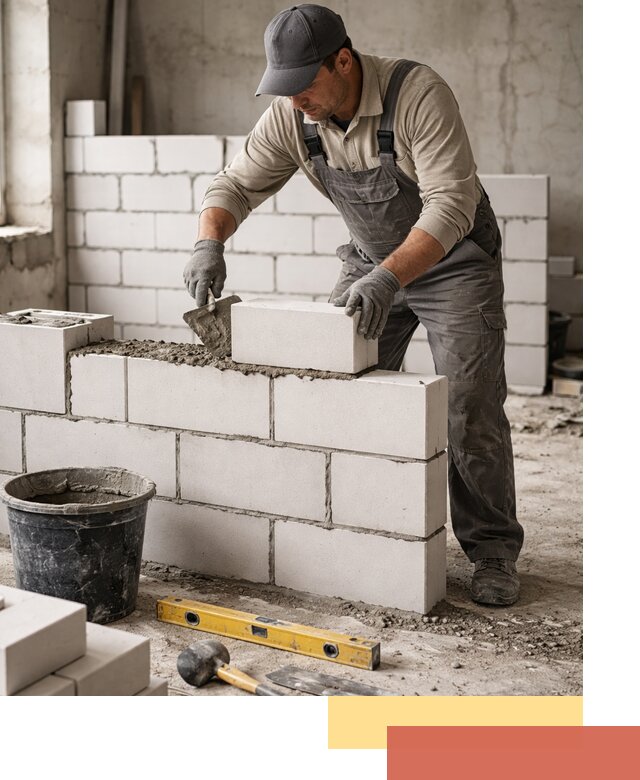 Кладка перегородок из силикатного блока в Дальнереченске