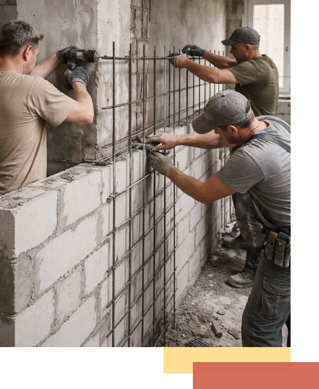 Армирование кладки перегородок в Дальнереченске профессионально и надёжно