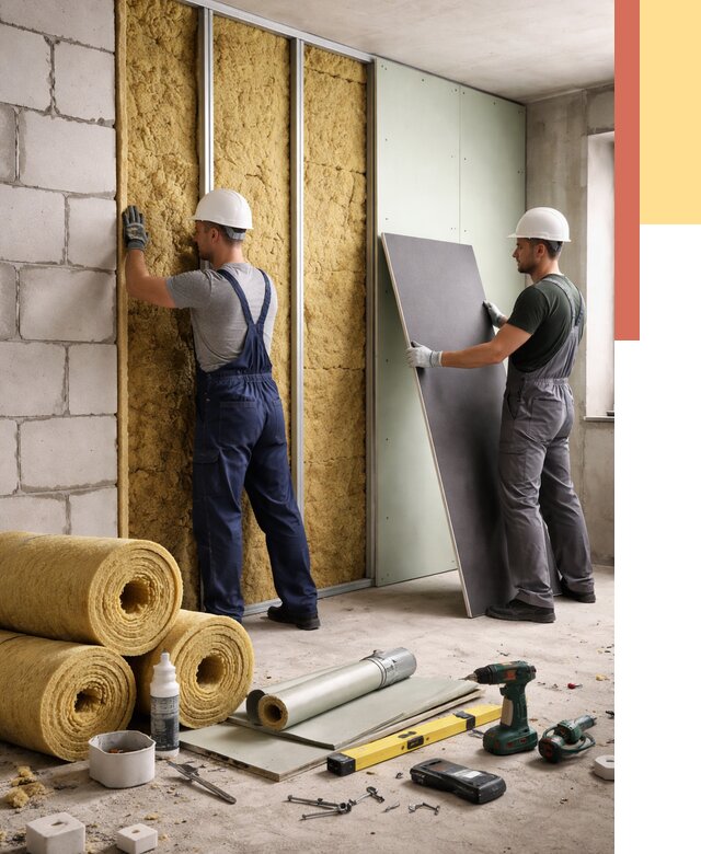 Шумоизоляция перегородок из блоков в Дальнереченске от 1885 руб./м² — быстро и недорого | ОТДЕЛОЧНИК-Длн