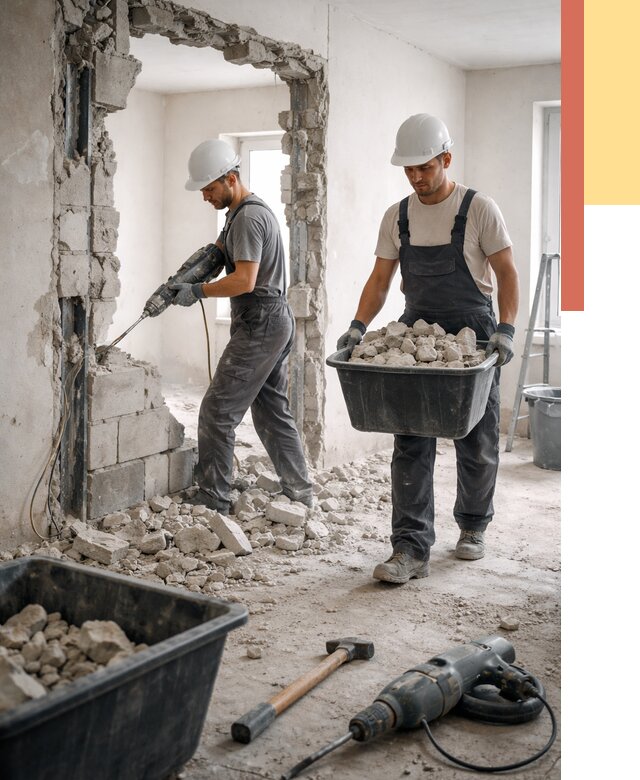 Демонтаж блоковых перегородок в Дальнереченске от 3821 руб. — быстро и недорого | ОТДЕЛОЧНИК-Длн