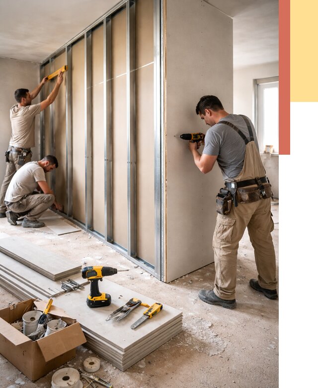 Монтаж однослойной перегородки из гипсокартона в Дальнереченске от 662 руб. | ОТДЕЛОЧНИК-Длн