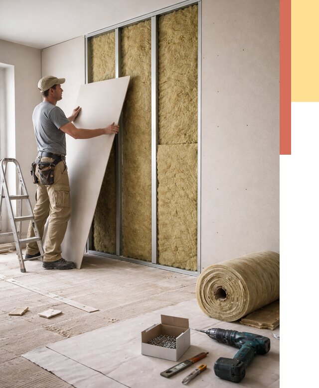 Перегородка из гипсокартона с шумоизоляцией в Дальнереченске от 3179 руб. | ОТДЕЛОЧНИК-Длн