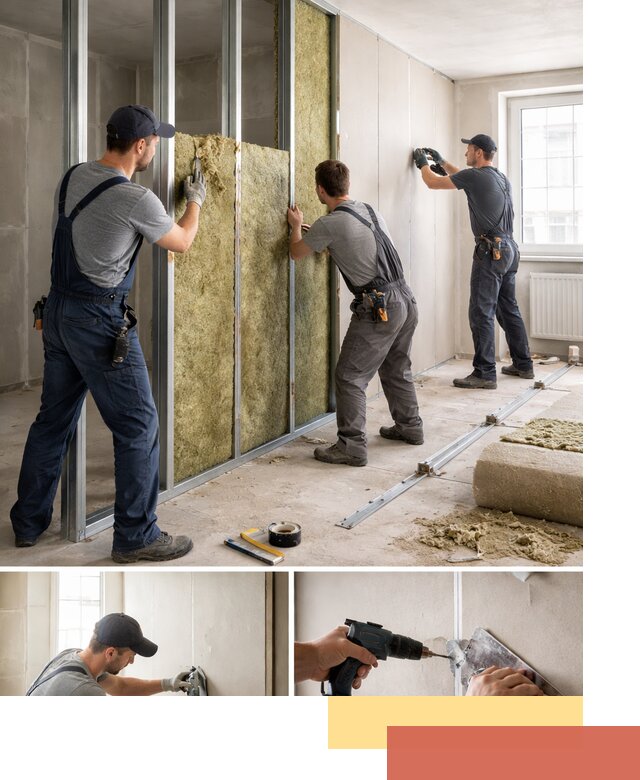 Перегородка из гипсокартона с шумоизоляцией в Дальнереченске — монтаж под ключ