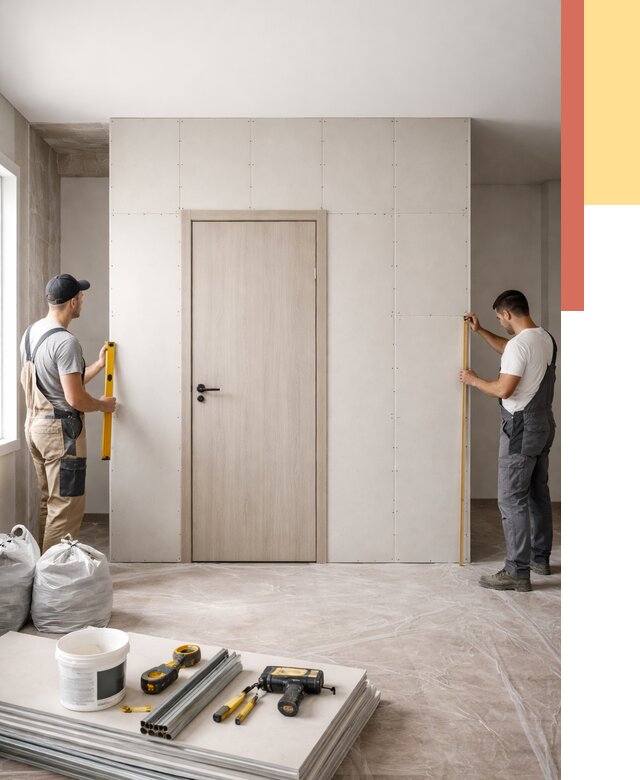 Перегородка из гипсокартона с дверью в Дальнереченске от 4586 руб. под ключ | ОТДЕЛОЧНИК-Длн