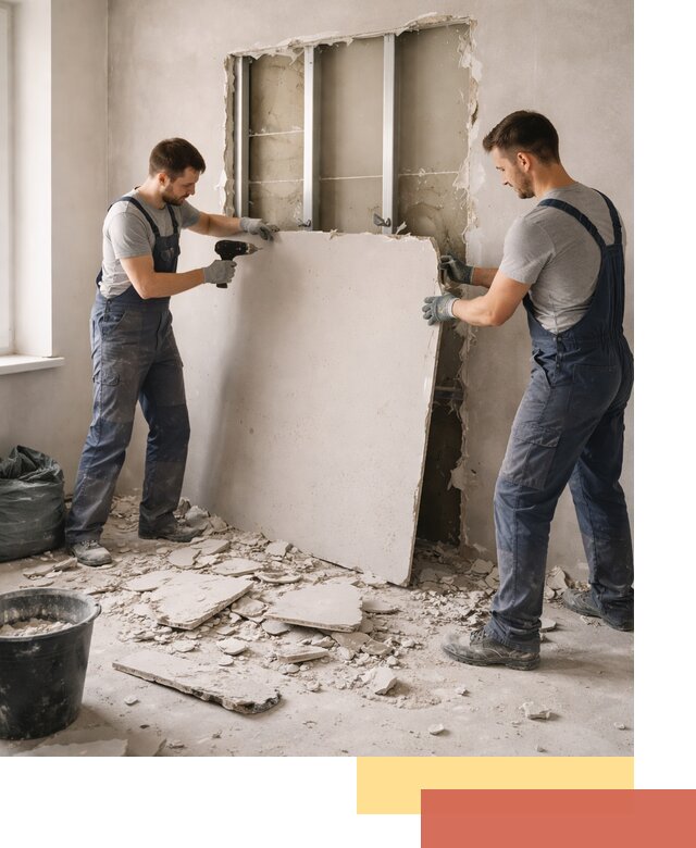 Демонтаж перегородки из гипсокартона в Дальнереченске быстрый и аккуратный