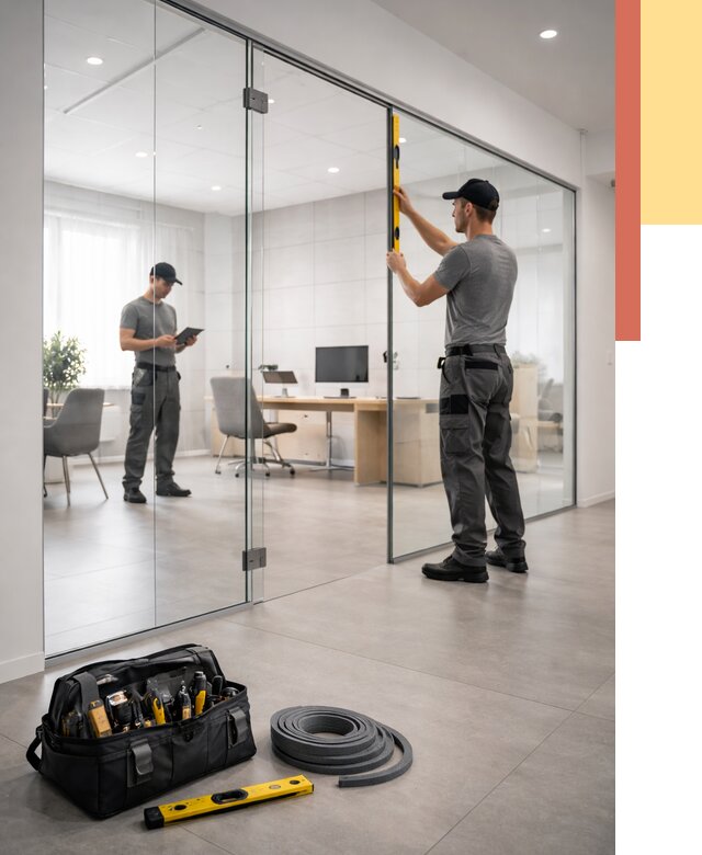 Цельностеклянные перегородки под ключ в Дальнереченске от 9681 руб. — монтаж и цены | ОТДЕЛОЧНИК-Длн