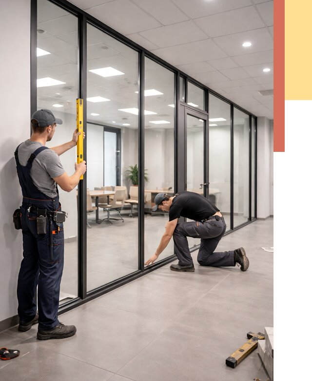 Каркасные стеклянные перегородки в Дальнереченске под ключ от 9375 руб. | ОТДЕЛОЧНИК-Длн