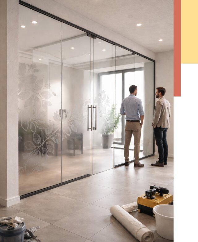 Стеклянные перегородки с рисунком в Дальнереченске от 12738 руб. монтаж и нанесение | ОТДЕЛОЧНИК-Длн