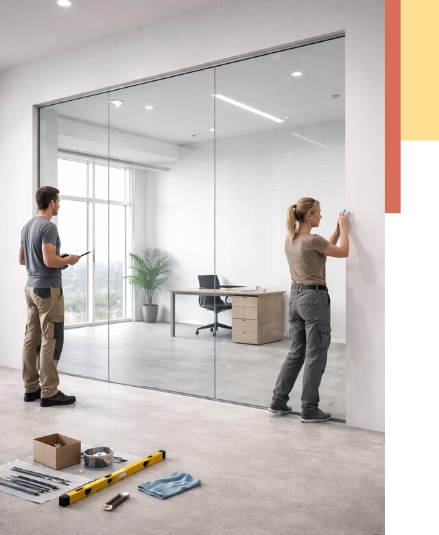 Перегородки из закаленного стекла в Дальнереченске от 9681 руб. под ключ | ОТДЕЛОЧНИК-Длн