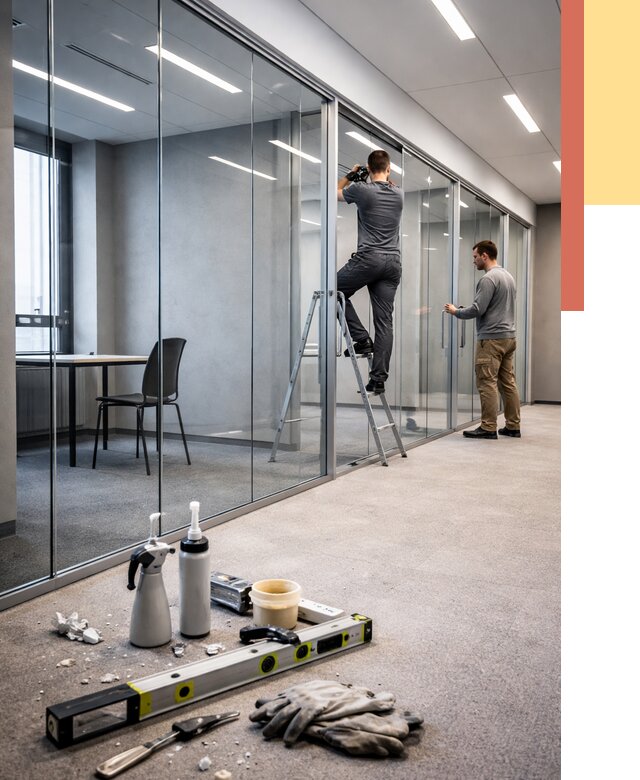 Стеклянные офисные перегородки в Дальнереченске от 8662 руб. — монтаж и установка | ОТДЕЛОЧНИК-Длн