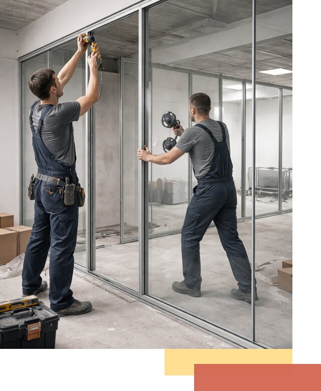 Алюминиевые перегородки со стеклом в Дальнереченске — изготовление и монтаж