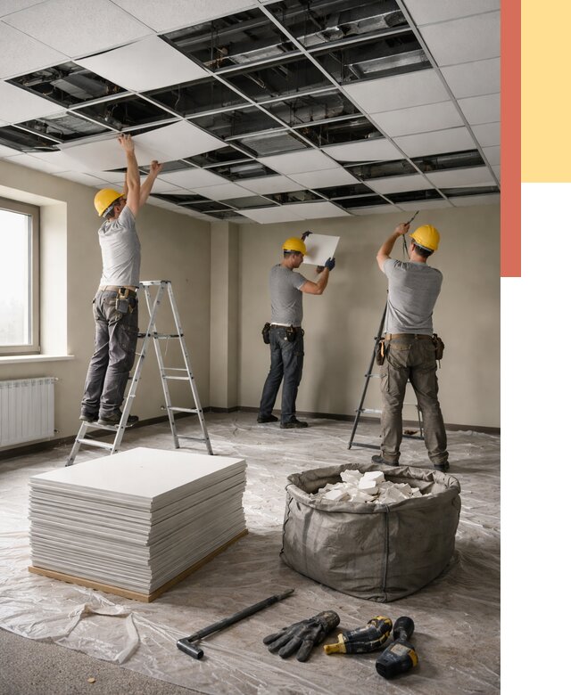 Демонтаж потолка Армстронг в Дальнереченске от 4586 руб. быстро и недорого | ОТДЕЛОЧНИК-Длн