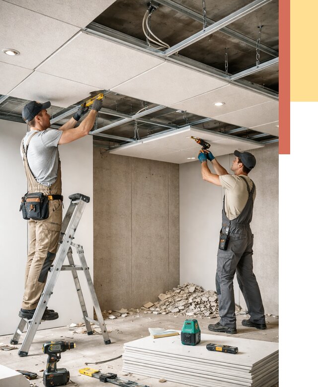 Монтаж акустического потолка в Дальнереченске от 6624 руб/м2 — быстро и недорого | ОТДЕЛОЧНИК-Длн