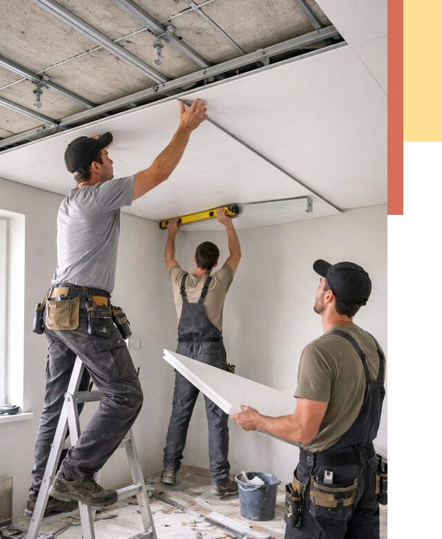 Монтаж потолка из ПВХ панелей в Дальнереченске от 3567 руб./м2 — быстро и недорого | ОТДЕЛОЧНИК-Длн