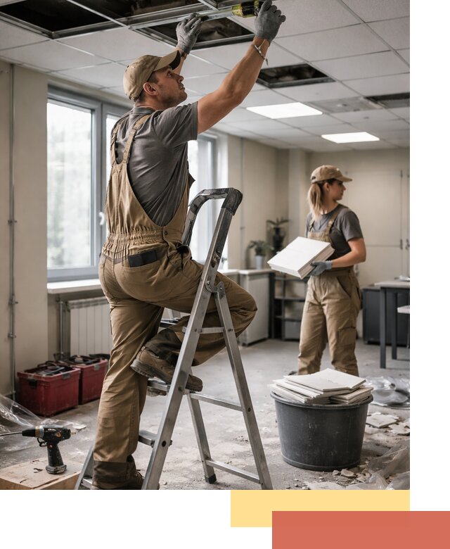 Ремонт потолка Армстронг и замена плит в Дальнереченске