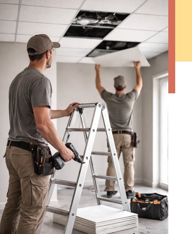 Обслуживание подвесного потолка в Дальнереченске от 3567 руб. — быстро и недорого | ОТДЕЛОЧНИК-Длн