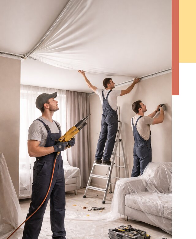 Установка натяжного потолка в Дальнереченске от 4586 руб. | Быстро и недорого — ОТДЕЛОЧНИК-Длн