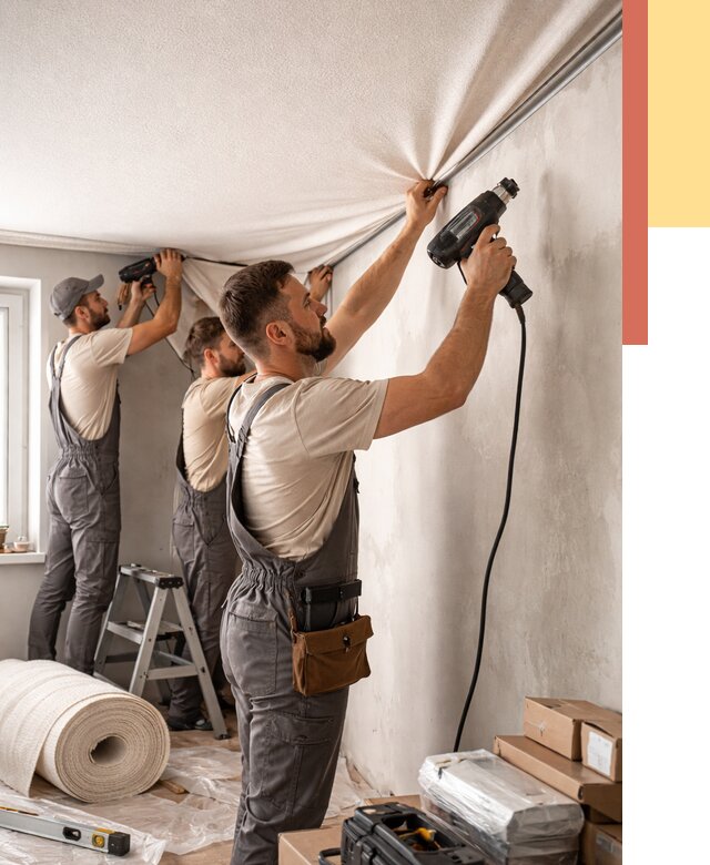 Монтаж фактурного натяжного потолка в Дальнереченске от 764 руб. — ОТДЕЛОЧНИК-Длн