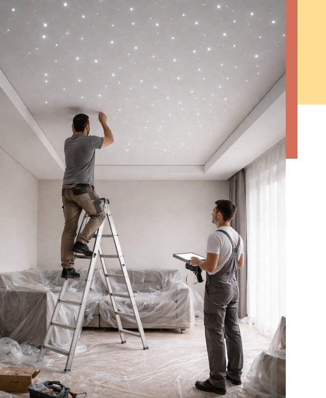 Монтаж натяжного потолка «звездное небо» в Дальнереченске от 6624 руб. | ОТДЕЛОЧНИК-Длн