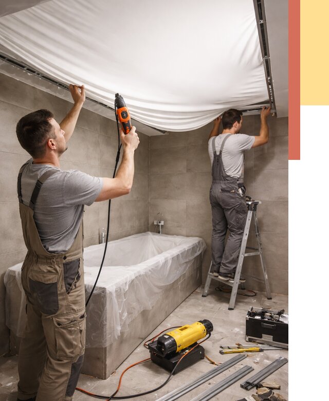 Монтаж натяжного потолка в ванной в Дальнереченске от 1223 руб. под ключ | ОТДЕЛОЧНИК-Длн