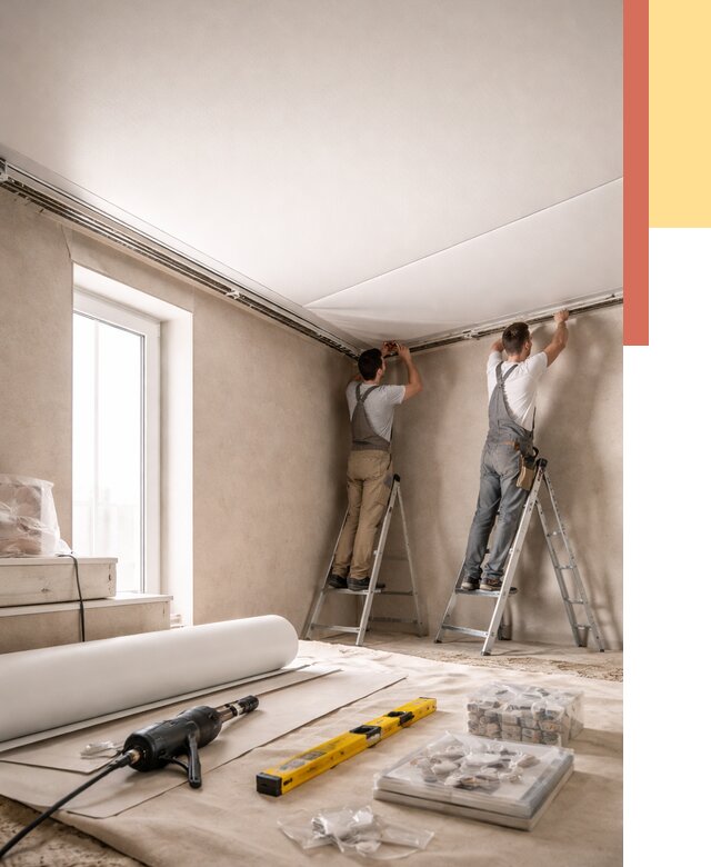 Монтаж натяжного потолка в спальне в Дальнереченске от 3872 руб. под ключ | ОТДЕЛОЧНИК-Длн