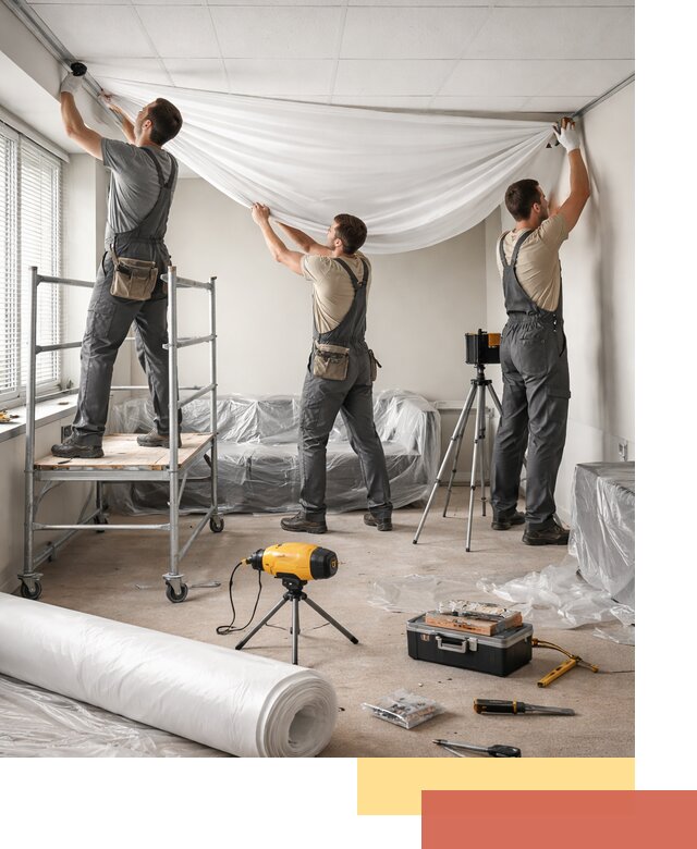 Монтаж натяжного потолка в офисе в Дальнереченске