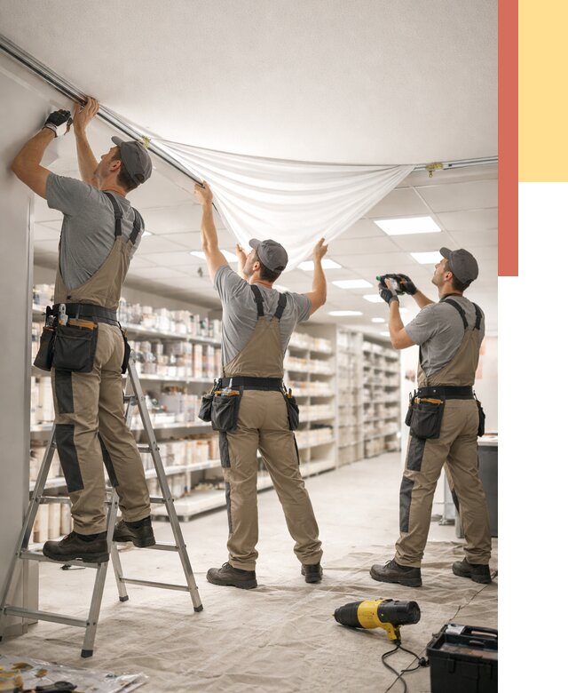 Монтаж натяжного потолка в магазине в Дальнереченске от 4586 руб. быстро и недорого | ОТДЕЛОЧНИК-Длн