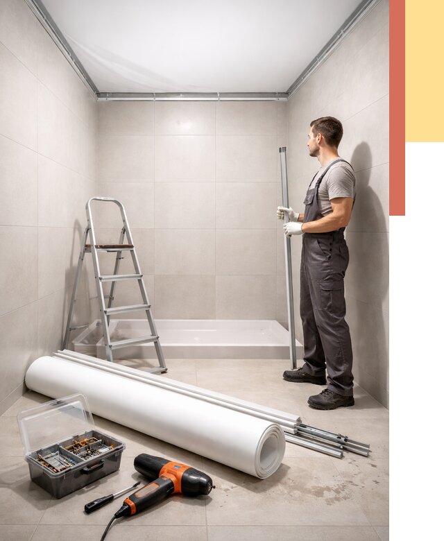 Монтаж натяжного потолка в санузле в Дальнереченске от 1885 руб. — ОТДЕЛОЧНИК-Длн