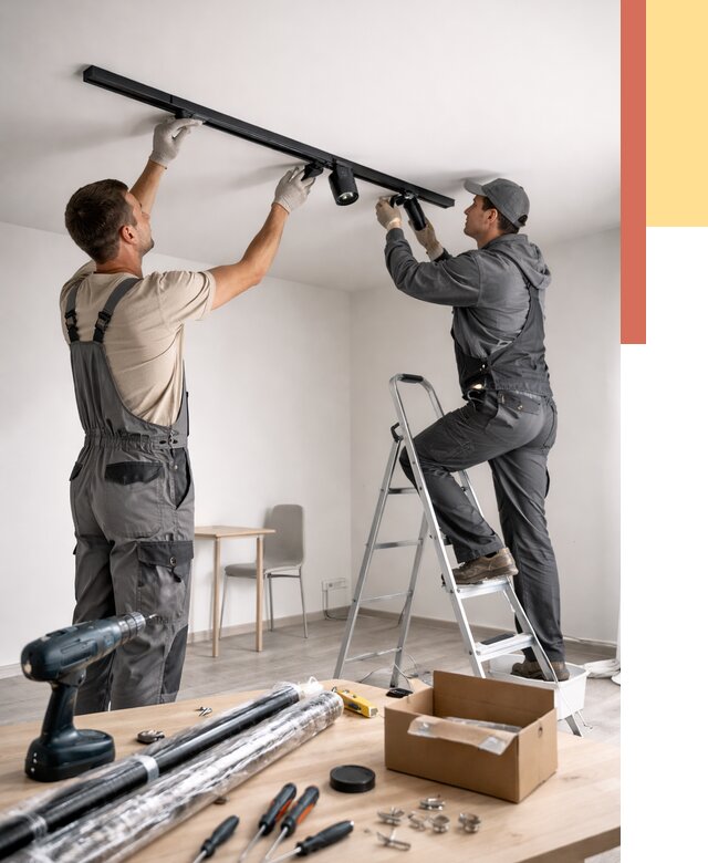 Установка трековых светильников в натяжной потолок в Дальнереченске от 4280 руб. | ОТДЕЛОЧНИК-Длн