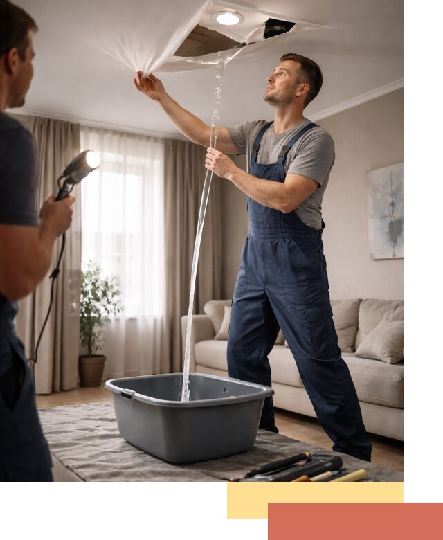 Слив воды с натяжного потолка в Дальнереченске быстро и аккуратно