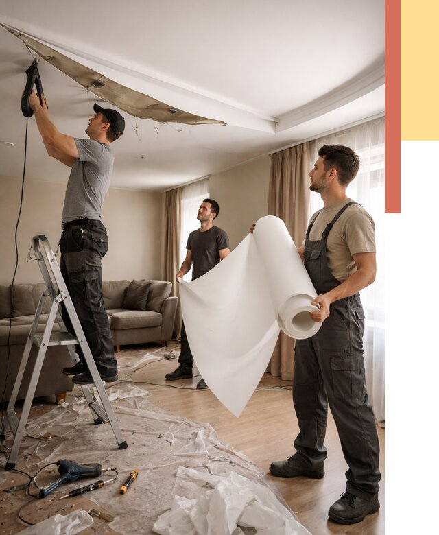 Замена полотна натяжного потолка в Дальнереченске от 9681 руб. быстро и недорого | ОТДЕЛОЧНИК-Длн