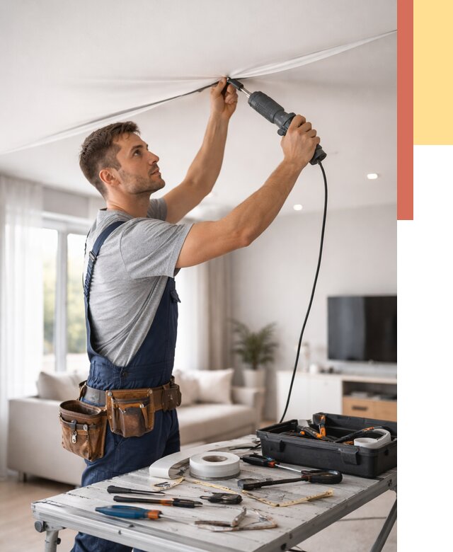 Ремонт натяжных потолков в Дальнереченске от 9681 руб. под ключ — ОТДЕЛОЧНИК-Длн