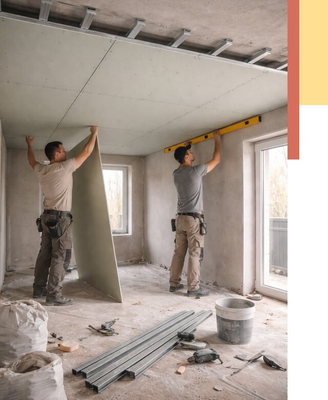 Одноуровневый потолок из гипсокартона в Дальнереченске от 764 руб. — монтаж под ключ | ОТДЕЛОЧНИК-Длн